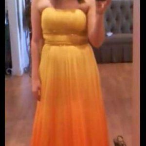 Yellow to Orange Ombre Prom Dress